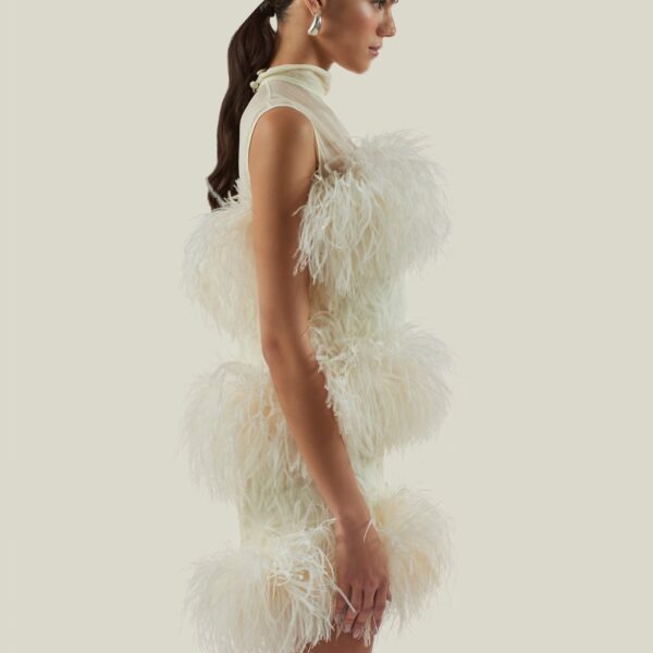 carpet Taller Marmo gown with feather detail – Coveti