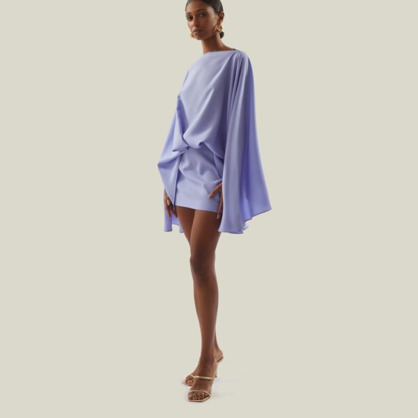 Luxury Taller Marmo dress in satin with feather trim – shop Coveti