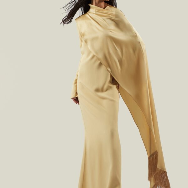 carpet Taller Marmo gown with feather detail – Coveti