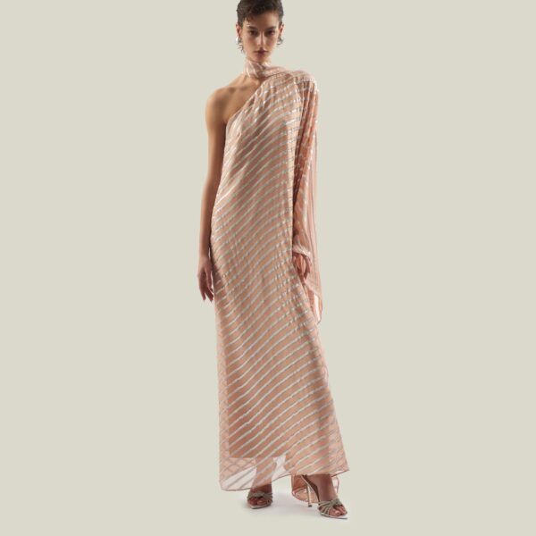 Luxury Taller Marmo dress in satin with feather trim – shop Coveti