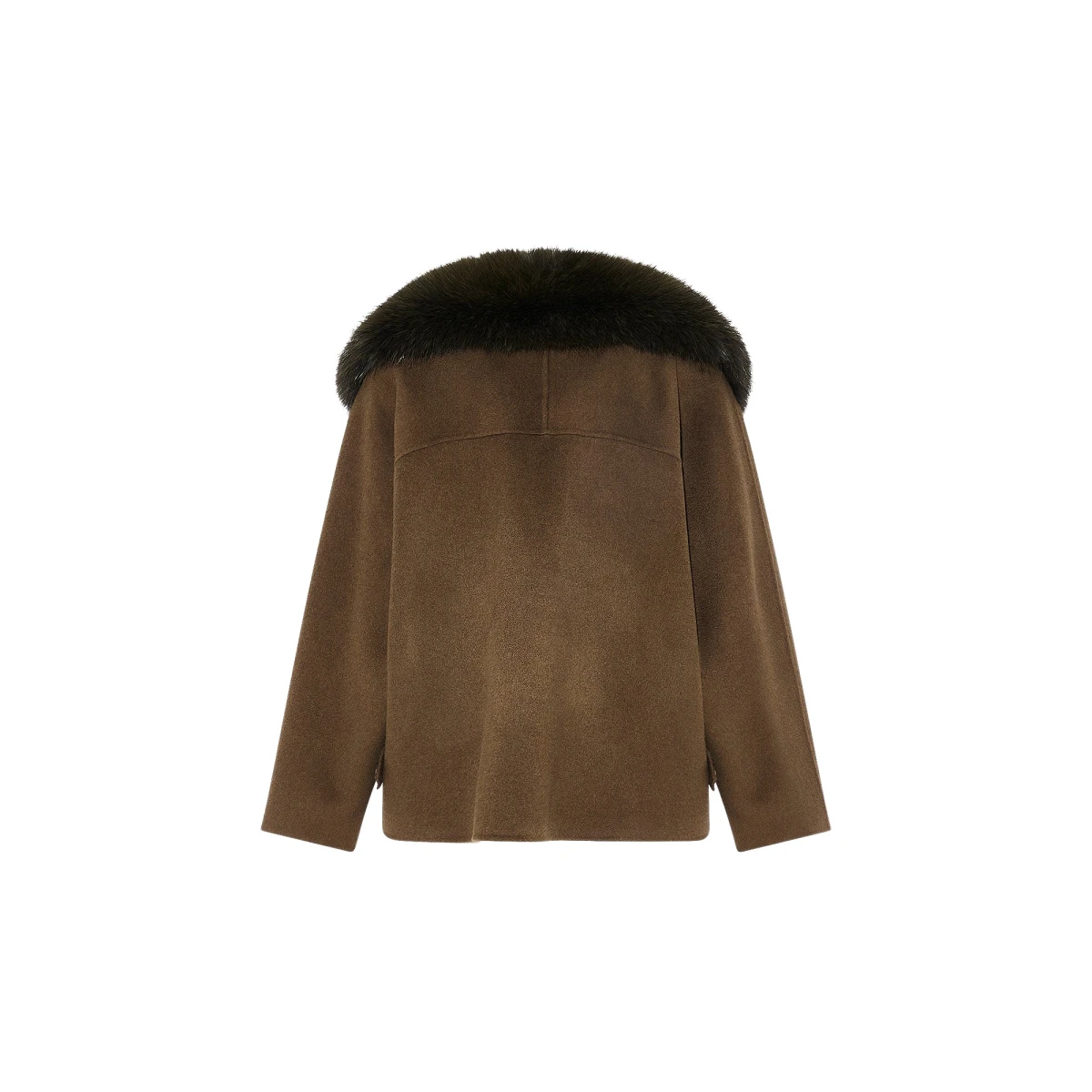 Cashmere-blend pea jacket with removable fox fur collar - Image 1