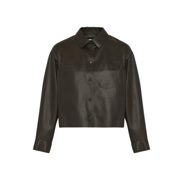 Cropped shirt in fine lamb leather