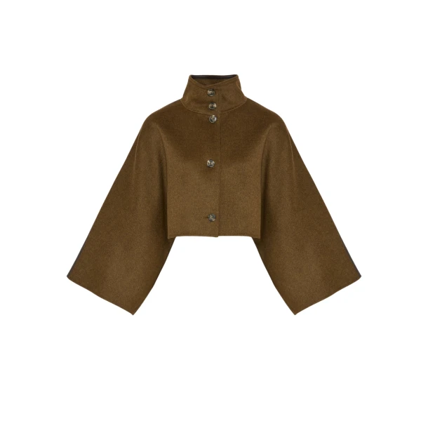 Double-sided cashmere-blend cropped cape jacket