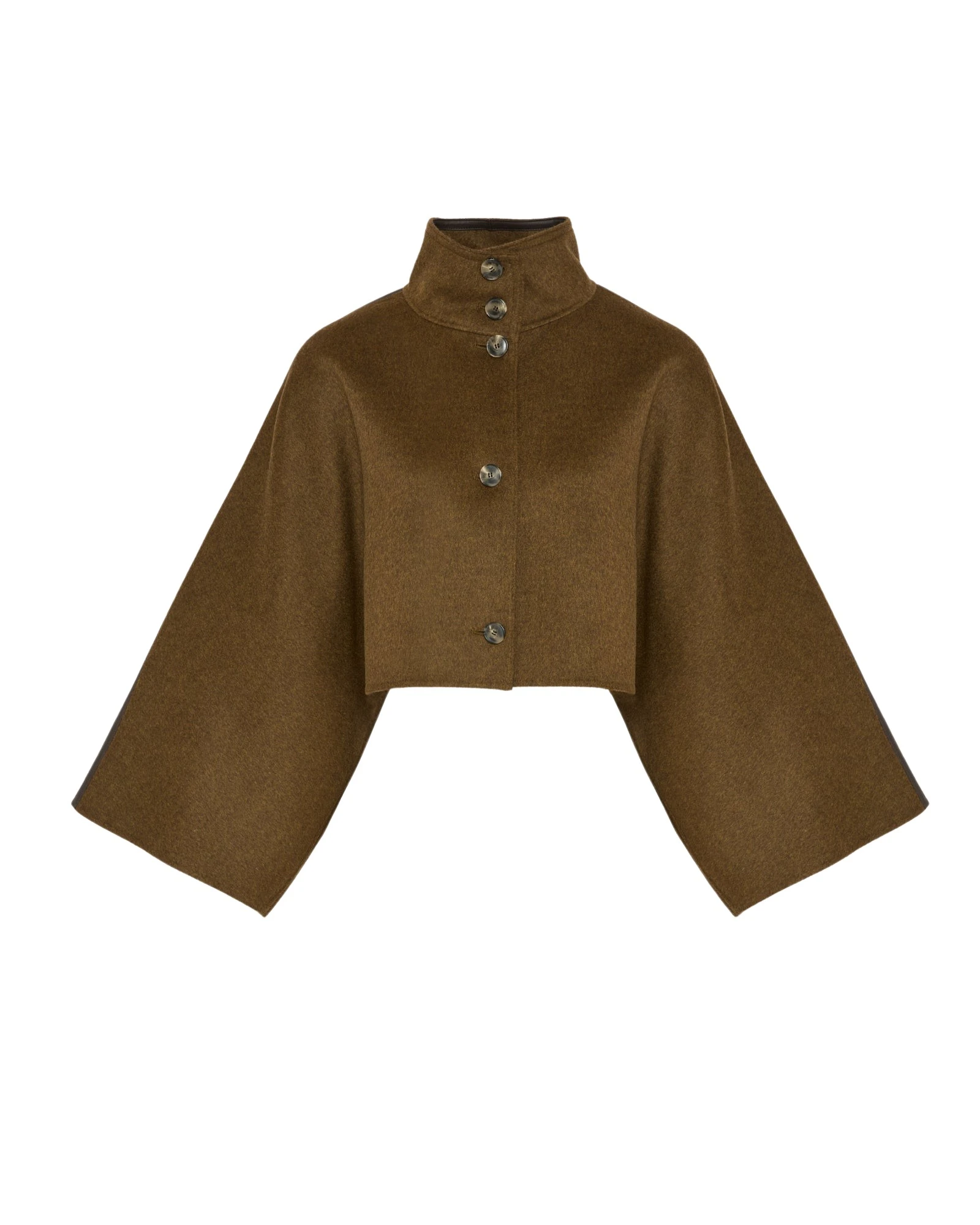Double-sided cashmere-blend cropped cape jacket