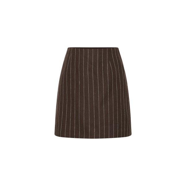 Alice Skirt - Chocolate Cream Pinstripe by Posse the Label ‚Äì luxury skirts in Brown available at Coveti