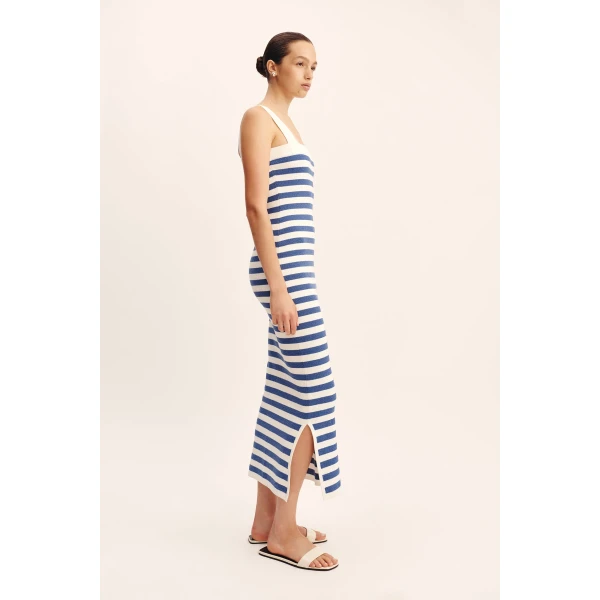Posse Ari Dress - Blue Stripe – sustainable Dresses in Blue from Australian designer at Coveti.