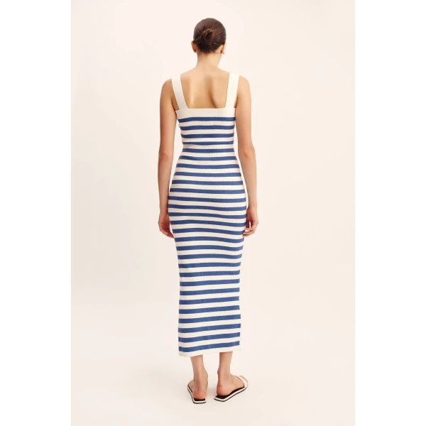 Posse Ari Dress - Blue Stripe – sustainable Dresses in Blue from Australian designer at Coveti.