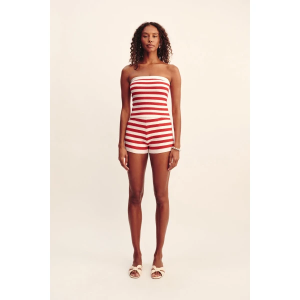 Posse Ari Short - Coral Stripe – sustainable Shorts in Multicolour from Australian designer at Coveti.