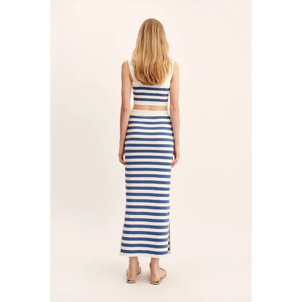 Posse Ari Skirt - Blue Stripe – sustainable Skirts in Blue from Australian designer at Coveti.