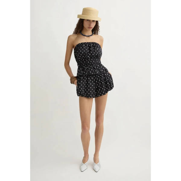 Posse Aurelia Short - Black White Polka Dot – sustainable Shorts in Black from Australian designer at Coveti.