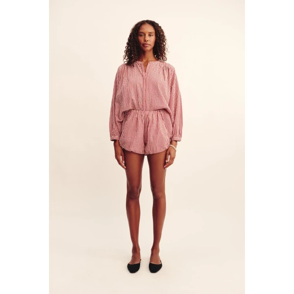Posse Aurelia Short - Red Gingham – sustainable Shorts in Red from Australian designer at Coveti.