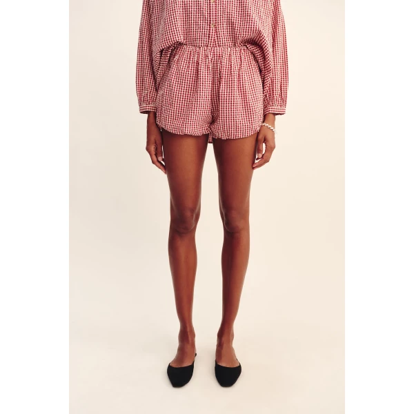 Posse Aurelia Short - Red Gingham – sustainable Shorts in Red from Australian designer at Coveti.
