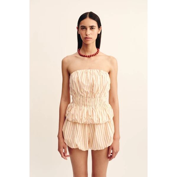 Posse Aurelia Strapless Top - Shortbread Stripe – sustainable Shorts in Multicolour from Australian designer at Coveti.