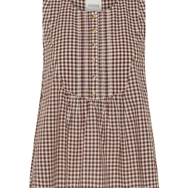 Callie Blouse - Petite Mocha Gingham by Posse the Label ‚Äì luxury tops in Brown available at Coveti