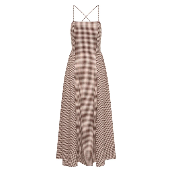 Callie Dress - Petite Mocha Gingham by Posse the Label ‚Äì luxury dresses in Brown available at Coveti