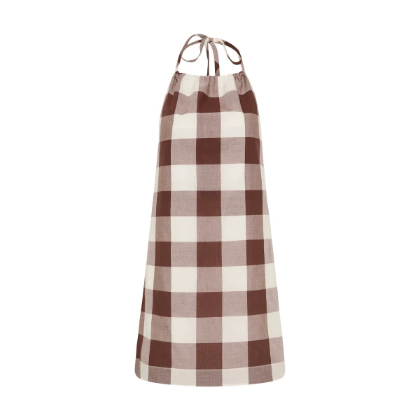 Callie Mini Dress - Mocha Gingham by Posse the Label ‚Äì luxury dresses in Brown available at Coveti