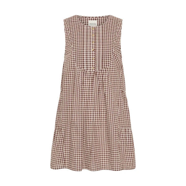 Callie Shift Dress - Petite Mocha Gingham by Posse the Label ‚Äì luxury dresses in Brown available at Coveti