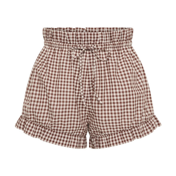 Callie Short - Petite Mocha Gingham by Posse the Label ‚Äì luxury shorts in Brown available at Coveti