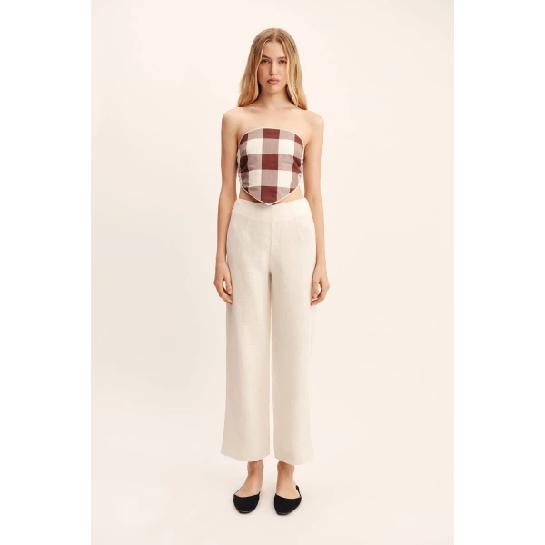 Posse Callie Tie Top - Mocha Gingham – sustainable Tops in Brown from Australian designer at Coveti.