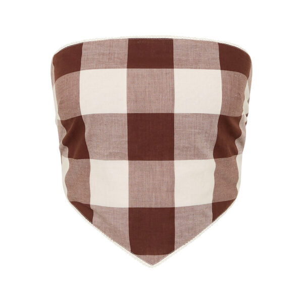 Callie Tie Top - Mocha Gingham by Posse the Label ‚Äì luxury tops in Brown available at Coveti
