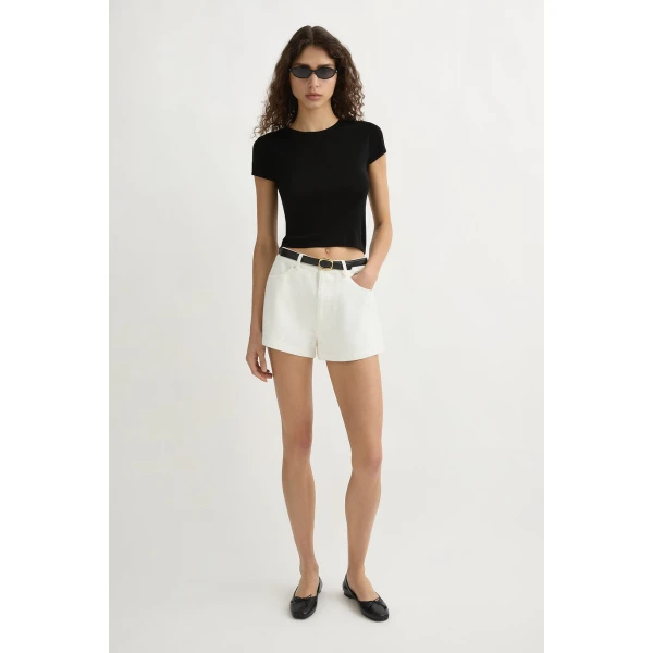 Posse Drew Hotpant - Vintage White – sustainable Shorts in White from Australian designer at Coveti.