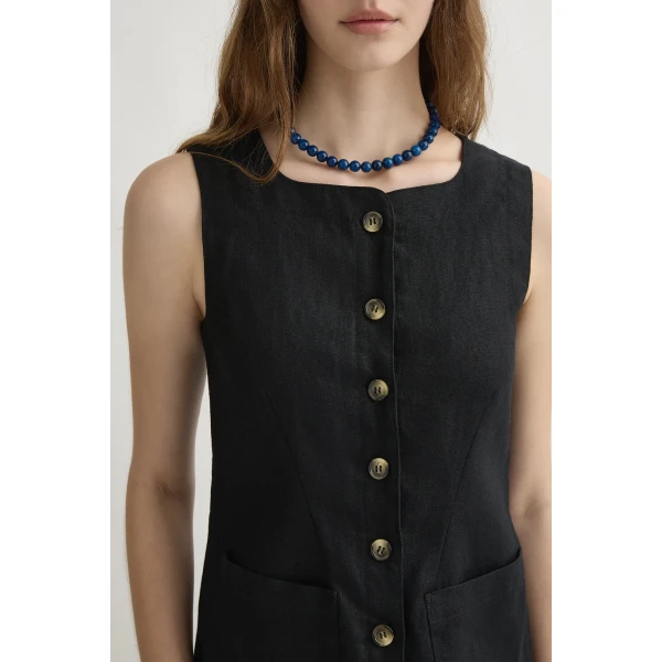 Posse Emma Button Down Dress - Black – sustainable Dresses in Black from Australian designer at Coveti.