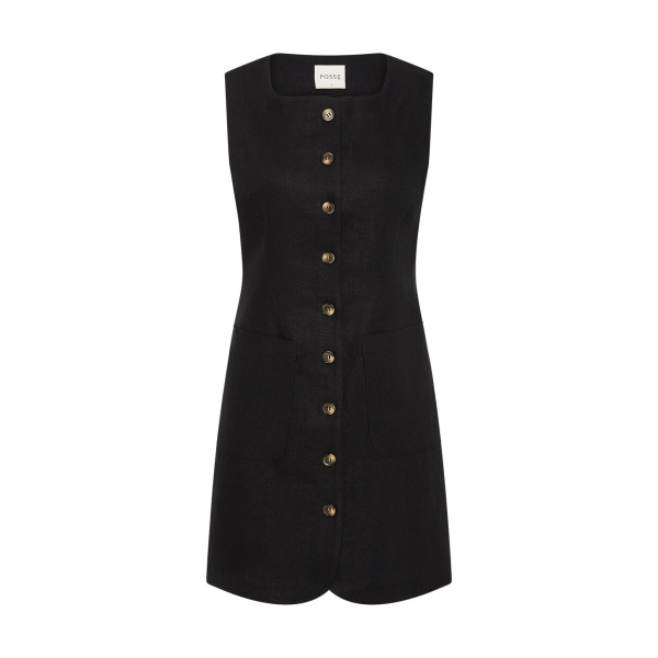 Emma Button Down Dress - Black by Posse the Label ‚Äì luxury dresses in Black available at Coveti