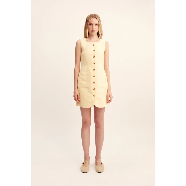 Posse Emma Button Down Dress - Dusty Citron – sustainable Dresses in Yellow from Australian designer at Coveti.
