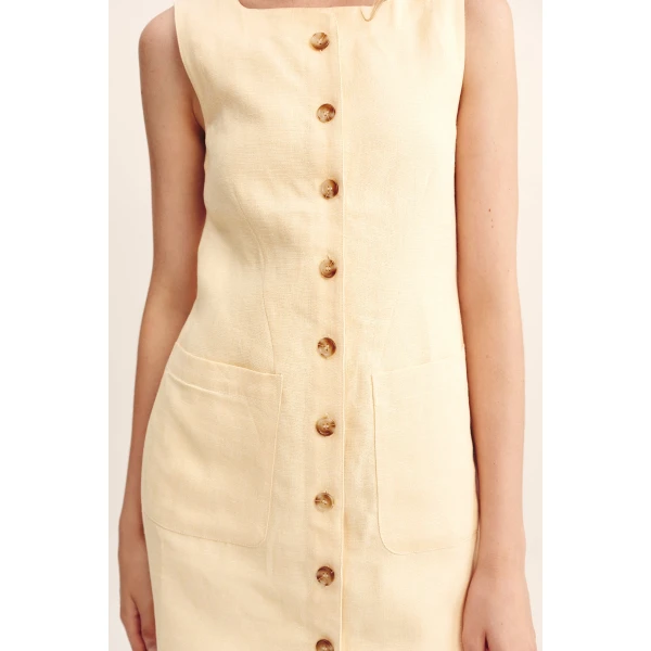 Posse Emma Button Down Dress - Dusty Citron – sustainable Dresses in Yellow from Australian designer at Coveti.