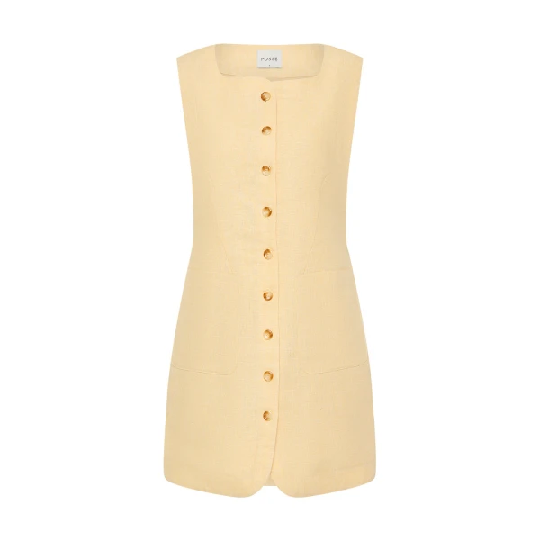 Emma Button Down Dress - Dusty Citron by Posse the Label ‚Äì luxury dresses in Yellow available at Coveti