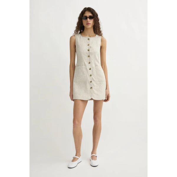 Posse Emma Button Down Dress - Natural – sustainable Dresses in Neutrals from Australian designer at Coveti.