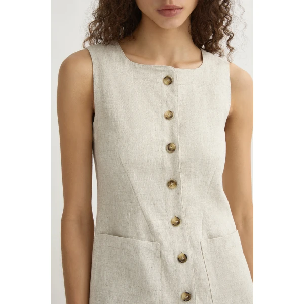 Posse Emma Button Down Dress - Natural – sustainable Dresses in Neutrals from Australian designer at Coveti.