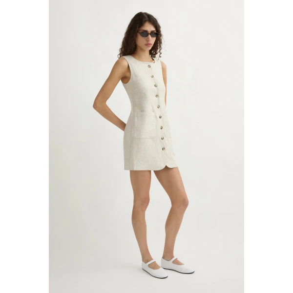 Posse Emma Button Down Dress - Natural – sustainable Dresses in Neutrals from Australian designer at Coveti.