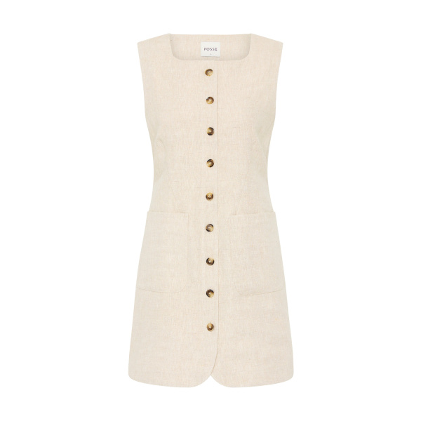 Emma Button Down Dress - Natural by Posse the Label ‚Äì luxury dresses in Neutrals available at Coveti