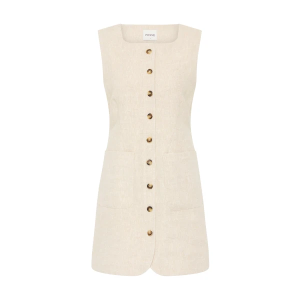 Emma Button Down Dress - Natural by Posse the Label ‚Äì luxury dresses in Neutrals available at Coveti