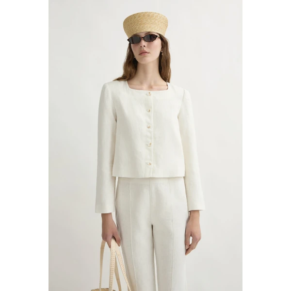 Posse Emma Jacket - Cream – sustainable Jackets in Ivory from Australian designer at Coveti.