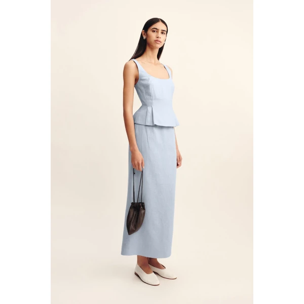 Posse Emma Pencil Skirt - Silver Blue – sustainable Skirts in Blue from Australian designer at Coveti.