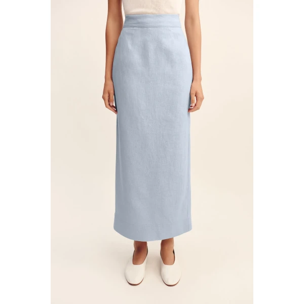 Posse Emma Pencil Skirt - Silver Blue – sustainable Skirts in Blue from Australian designer at Coveti.