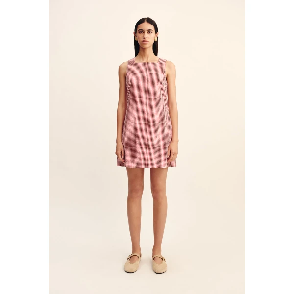 Posse Emma Shift Dress - Red Gingham – sustainable Dresses in Red from Australian designer at Coveti.