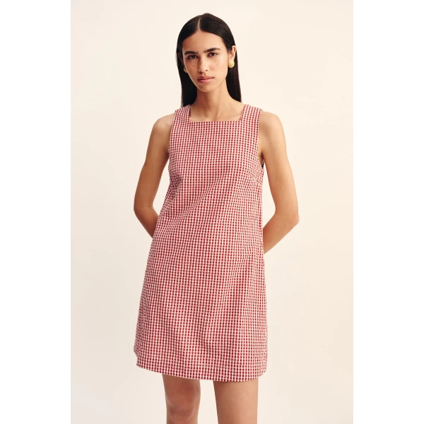 Posse Emma Shift Dress - Red Gingham – sustainable Dresses in Red from Australian designer at Coveti.