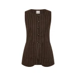 Emma Vest - Chocolate Cream Pinstripe by Posse the Label ‚Äì luxury jackets in Brown available at Coveti