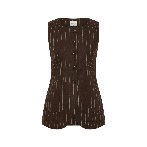 Emma Vest - Chocolate Cream Pinstripe by Posse the Label ‚Äì luxury jackets in Brown available at Coveti