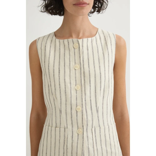 Posse Emma Vest - Cream Pinstripe – sustainable Jackets in Ivory from Australian designer at Coveti.