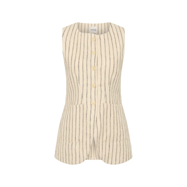 Emma Vest - Cream Pinstripe by Posse the Label ‚Äì luxury jackets in Ivory available at Coveti