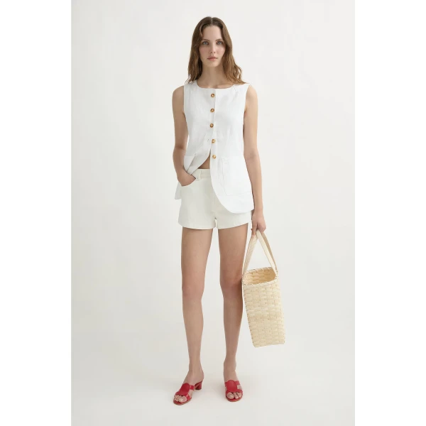 Posse Emma Vest - Ivory – sustainable Jackets in Ivory from Australian designer at Coveti.