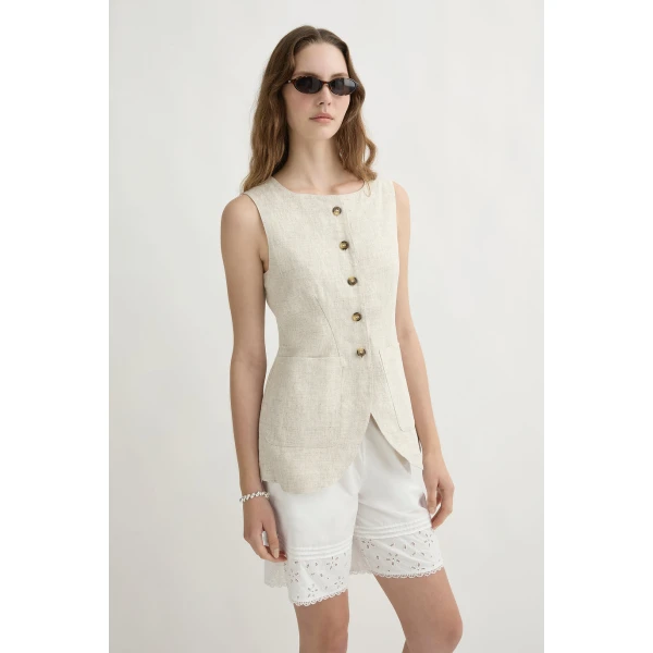 Posse Emma Vest - Natural – sustainable Jackets in Neutrals from Australian designer at Coveti.