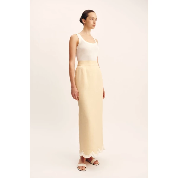 Posse Essie Column Skirt - Dusty Citron – sustainable Skirts in Yellow from Australian designer at Coveti.