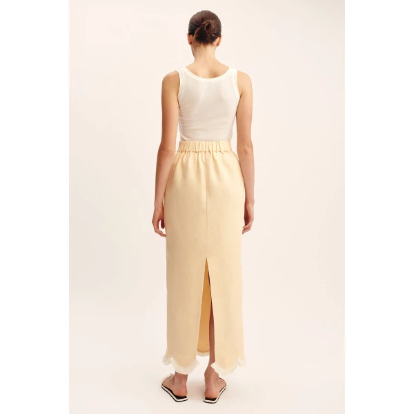 Posse Essie Column Skirt - Dusty Citron – sustainable Skirts in Yellow from Australian designer at Coveti.