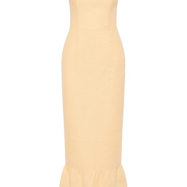 Essie Strapless Dress - Dusty Citron by Posse the Label ‚Äì luxury dresses in Yellow available at Coveti
