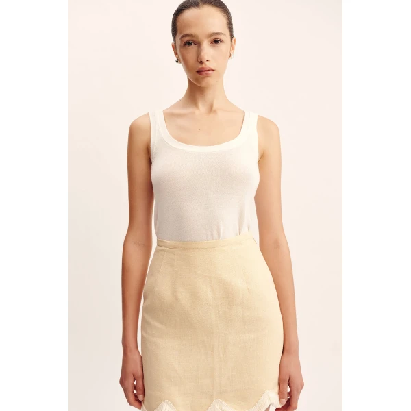 Posse Finley Tank - Cream – sustainable Tops in Ivory from Australian designer at Coveti.